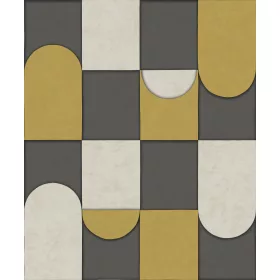   Szürke-sárga árnyalatú modern 3D geometria mintás tapéta AF24551
