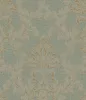 Venezia II.  barokkos mintás - textilhatású bambuszzöld-fémes arany színű tapéta B91904