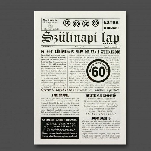 60. Szülinapi újság 8 oldal 16x23cm