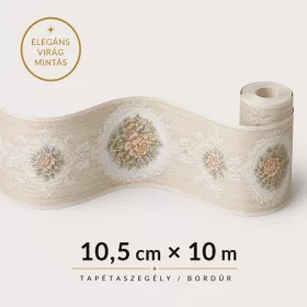 Klasszikus bézs virágos bordűr  5m