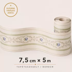 Elegáns, nőies virágmintás bordűr  5m