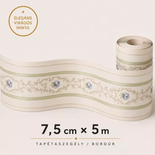 Elegáns, nőies virágmintás bordűr  5m
