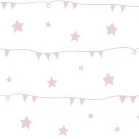   Dandino fehér alapon rózsaszín csillagos-zászlós gyerek tapéta DU3026-2