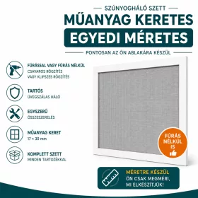 Egyedi méretezésű szúnyogháló műanyag kerettel