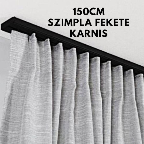 1 soros mennyezeti karnissín garnitúra 150cm – fekete színben (tartozékokkal)