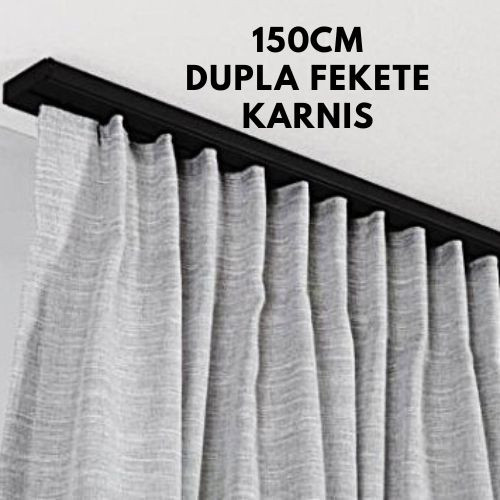 2 soros mennyezeti karnissín garnitúra 150cm – fekete színben (tartozékokkal)