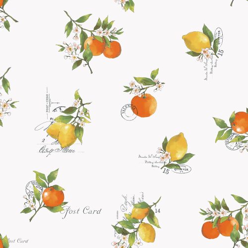 Just Kitchens fehér - narancs és sárga citrus design grafikus konyhai tapéta G45412