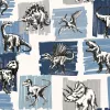 Kids & Teens fehér alapon, kék hátteres fekete dinoszaurusz mintás tapéta G78559