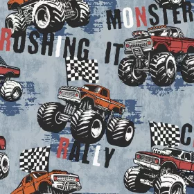   Kids & Teens kék alapon fekete monster truck mintás tapéta G78570