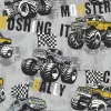 Kids & Teens szürke alapon citromsárga-fekete monster truck mintás tapéta G78571