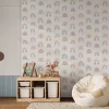 Kids & Teens fehér alapon türkiz-lila-mustársárga vidám grafikus szivárvány mintás tapéta G78586