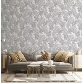 Spirit of Jungle  fehér alapon lila leveles tapéta JI47407