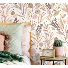   Spirit of Jungle fehér alapon barna-rózsaszín tapéta JI47409