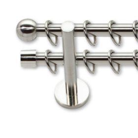 Landhouse dupla fém karnis Gömb véggel inox színben