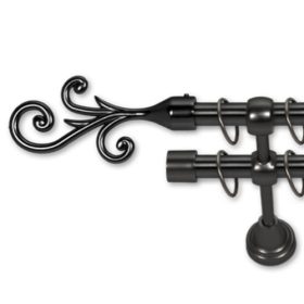   Landhouse 16mm dupla fém karnisgarnitúra fekete Fala véggel