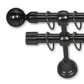   Landhouse 16mm dupla fém karnisgarnitúra fekete Podgorica véggel