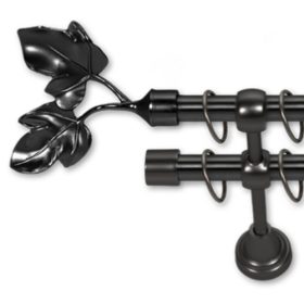   Landhouse 16mm dupla fém karnisgarnitúra fekete Vienna véggel