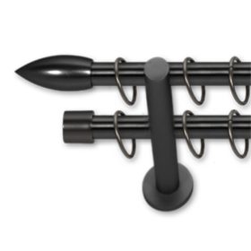   Landhouse 16mm dupla fém karnisgarnitúra fekete Tallin véggel