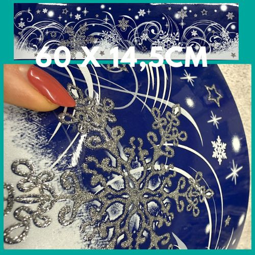 Statikus téli ablakfólia íves hópehely mintával – 60 × 14,5 cm