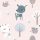Rózsaszín alapon pasztell árnyalatú erdei témájú gyermek tapéta tapéta KOD45836