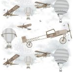   Repülők és léghajók old school stílusú gyermek falpanel/poszter KOD45859