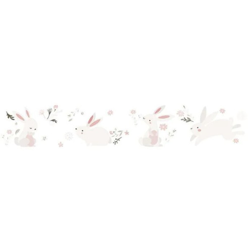 Fehér-szürkésbarna-rózsaszín imádnivaló nyuszis bordűr KOD45861