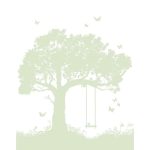   Fehér alapon zöld hinta a fán gyermek falpanel/poszter KOD45879