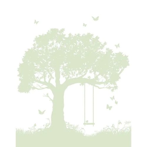Fehér alapon zöld hinta a fán gyermek falpanel/poszter KOD45879