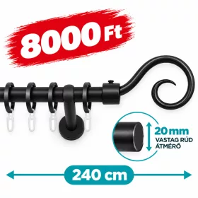 20 mm Fekete komplett karnis, AKCIÓS 240cm