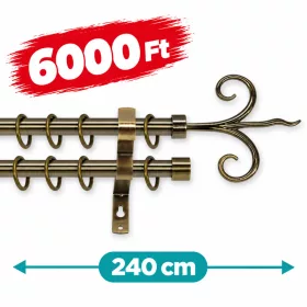 16 mm Óarany színű komplett dupla karnis, AKCIÓS 240cm