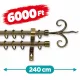 16 mm Óarany színű komplett dupla karnis, AKCIÓS 240cm
