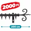 16 mm fekete színű komplett szimpla karnis, AKCIÓS 200cm