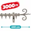 16 mm nikkel színű komplett szimpla karnis, AKCIÓS 240cm