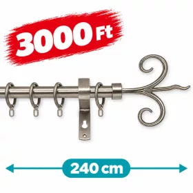 16 mm nikkel színű komplett szimpla karnis, AKCIÓS 240cm