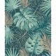 Egzotikus trópusi levélmintás arany-zöld színű tapéta L60424