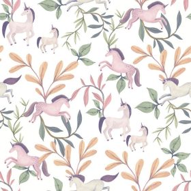   Sweet Dreams fehér alapon rózsaszín-lila unikornis mintás tapéta M96210