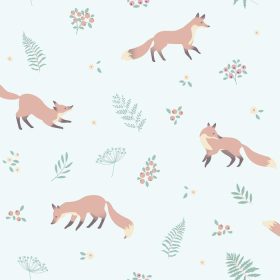   Sweet Dreams zöld alapon, barna rókás-bogyós gyümölcsös tapéta N06404