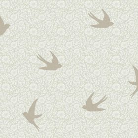   Sweet Dreams Gyerekszobai sűrű virágmintán fecske madaras zöld-pezsgőarany tapéta N07004