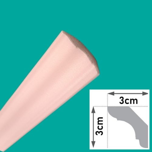 Hungarocell sarokléc stukkó – 3x3 cm-es,  beltéri éllezárás mennyezet és fal találkozásához