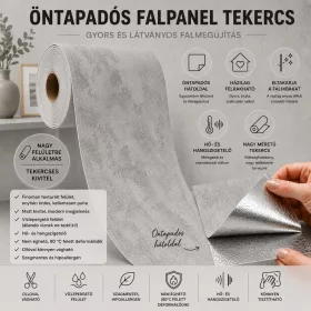   Öntapadós, vakolathatású falpanel tekercs. Szürke 60x280 cm