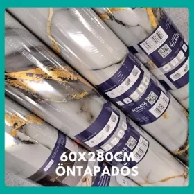   Öntapadós falpanel PVC arany márványminta, fényes szivacsos 60 x 280 cm