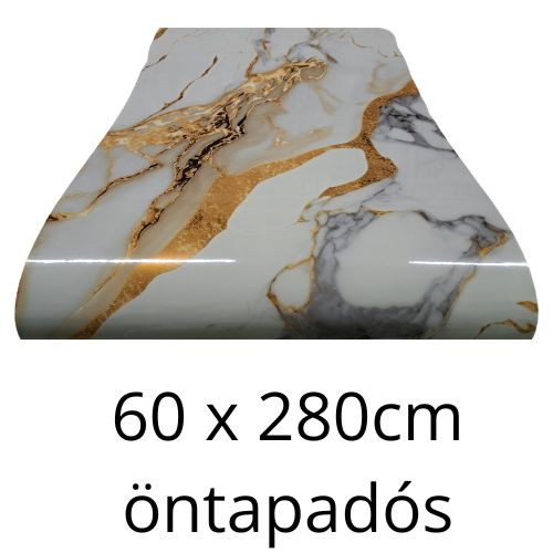 Öntapadós falpanel PVC arany márványminta, fényes szivacsos 60 x 280 cm