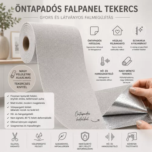 Világosszürke porszórt jellegű öntapadós panel 60 x 280cm PSR-W2507
