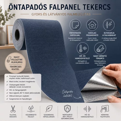 Textil szövet hatású sötétkék öntapadós panel 60 x 280cm PSR-W2513