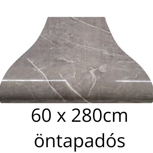 Öntapadós falpanel PVC szürke márványminta, fényes szivacsos 60 x 280 cm