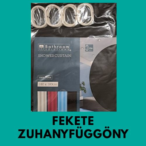 Zuhanyfüggöny fekete egyszínű 180 x 180cm