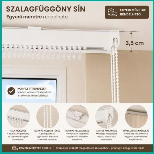 Szalagfüggöny-sín méretre készítve