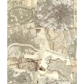  Világtérkép mintás, sárga-fekete tapéta W10MMAPS01