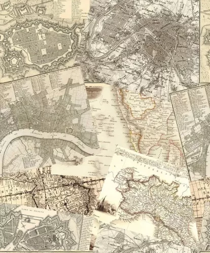  Világtérkép mintás, sárga-fekete tapéta W10MMAPS01