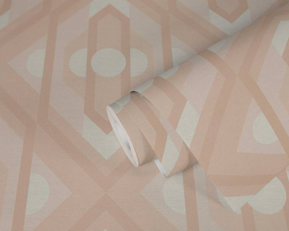 Retro Chic bézs, törtfehér, rózsaszín retro, geometriai mintás tapéta 39531-5 Retro Chic bézs, törtfehér, rózsaszín retro, geometriai mintás tapéta 39531-5